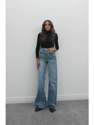 Havoş Açık Mavi Tintli Wide Leg Jean