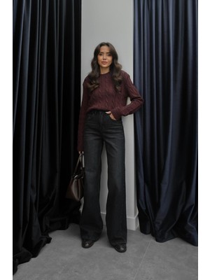 Havoş Füme Tintli Wide Leg Jean