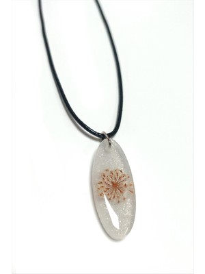 Linarx Sultanotu Çiçeği Oval Epoksi Kolye