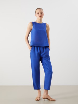 Lc Waikiki Yeni Sezon Beli Lastikli %100 Keten Kadın Pantolon