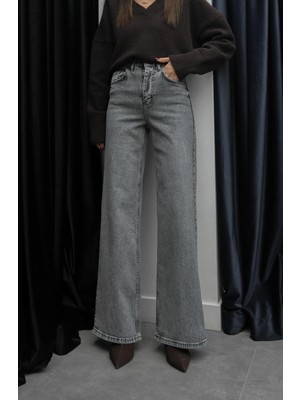 Havoş Gri Tintli Wide Leg Jean