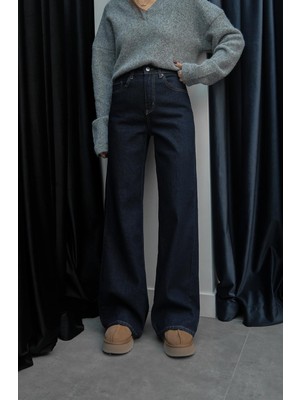 Havoş Lacivert Tintli Wide Leg Jean