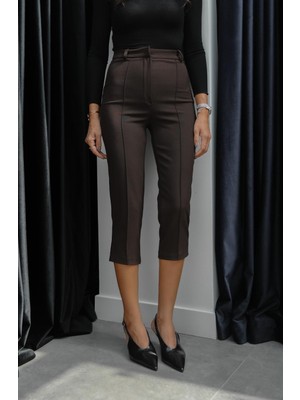 Havoş Kahverengi Çımalı Kapri Pantolon