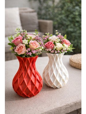 Arc Ticaret Modern Geometrik 3D Baskı Vazo – Şık Masa ve Salon Dekoru (Ikili Set )