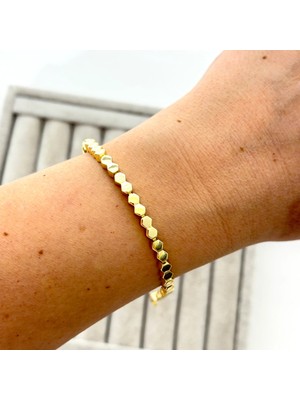 14K Özel Seri Altıgen Form Bileklik 17+2 cm