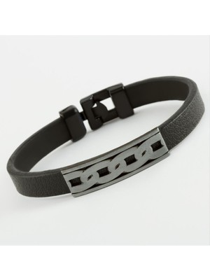 Linarx Zincir Desenli Kaliteli Suni Deri Bileklik