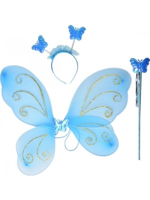 Marsilyan Kelebek Kanadı Tacı Asası Mavi Renk
