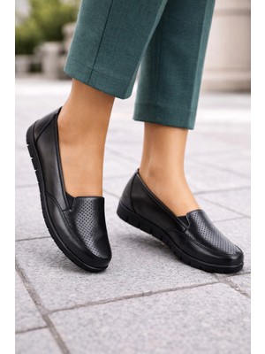 Emil Shoes Içi Hakiki Deri Kışlık Taban Tam Ortopedik Topuk Jelli Siyah Anne Ayakkabısı