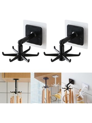 Shop A Way Kendinden Yapışkanlı Dönen 6 Kancalı Askı, Düzenleyici, Organizer, Mutfak/banyo/gardırop Için, Asma