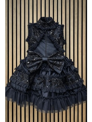 NerKids Kız Çocuk Siyah Pullu Abiye