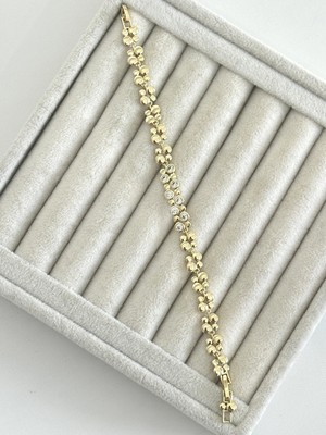 Xuping 14K Özel Seri Taş Detaylı Gold Top Zincir Bileklik