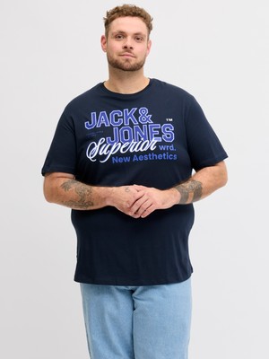 Jack Jones Jjelogo Tee Ss O-Neck 2 Col SS26 Sn Pls Erkek Lacivert Büyük Beden Tshirt 12289691-04
