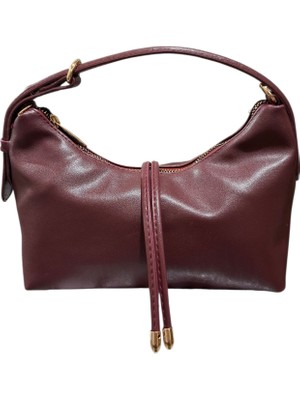 Turqa Kadın Bordo Yumuşak Suni Deri Gold Detaylı Ayarlanabilir Askılı  El ve Omuz Çantası
