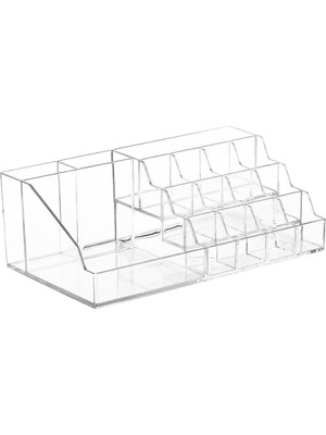 Shop A Way Makyaj ve Takı Düzenleyici Organizer- Şeffaf Kozmetik Organizer - Ruj Takı Oje Standı 3 Katlı Fırçal