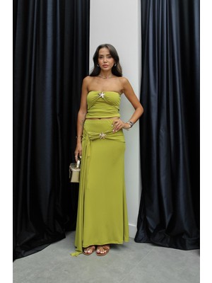 Havoş Yağ Yeşili Starfish Bluz Etek Takım