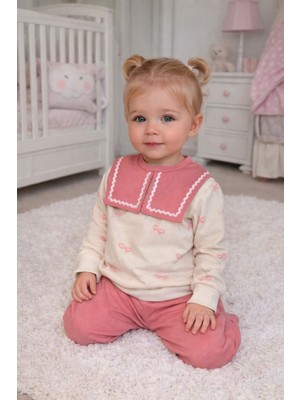 Wow Colors Kız Bebek Yakalı Eşofman Alt Üst %100 Pamuklu Mevsimlik Takı