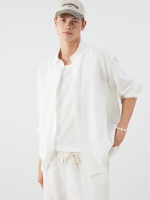 Lc Waikiki Yeni Sezon Regular Fit Uzun Kollu Keten Karışımlı Erkek Gömlek