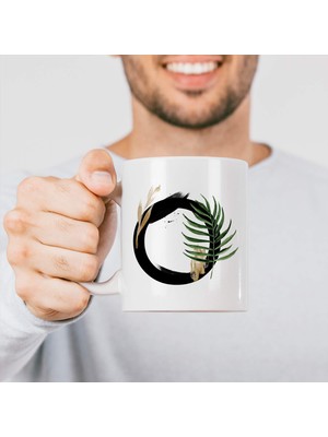 Shop A Way Hediyesepeti O Harfi Baskılı Çiçek Desenli Dekoratif Baş Harf Baskılı Kupa Bardak O Harfli Kahve Bar