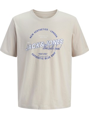 Jack & Jones Jack Jones Jjelogo Tee Ss O-Neck 2 Col SS26 Sn Pls Erkek Bej Büyük Beden Tshirt 12289691-06