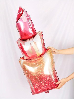 Patladı Gitti Pembe Ruj Şeklinde Folyo Balon 40×95 cm