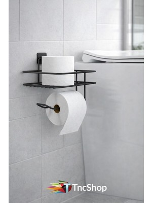 Yapışkanlı Kancalı Yedekli Tuvalet Kağıtlığı Siyah