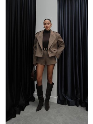 Havoş Açık Kahve Jessa Kaşe Şort Ceket Takım