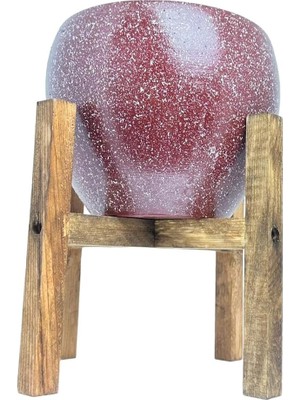 Shop A Way Ev Dekorasyon Bordo Granit Toprak Saksı Saksılık Salon Çiçeklik 4 Ayaklı - 15 cm