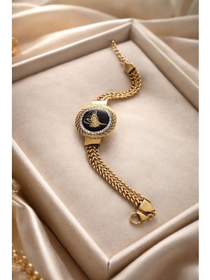 ✨ Paslanmaz Çelik Tuğra Detaylı Kadın Bileklik – Gold