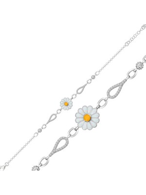 Erseyy 925 Ayar Gümüş Papatya Bileklik