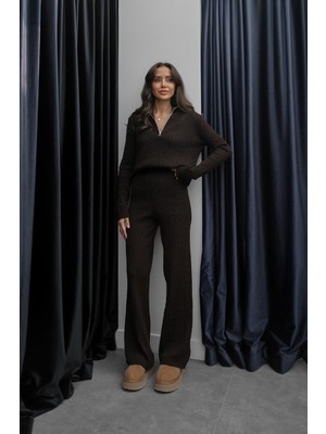 Havoş Acı Kahve Doudi Fermuarlı Triko Takım