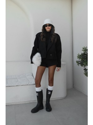 Havoş Siyah Jessa Kaşe Şort Ceket Takım