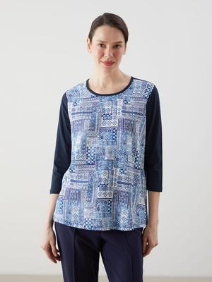 Lc Waikiki Yeni Sezon Bisiklet Yaka Desenli Kadın Tişört