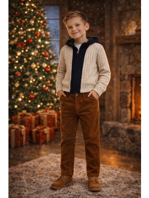 Nanica Camel Erkek Çocuk Kadife Pantolon 1-5 Yaş