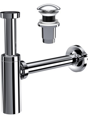 Suera Moon Ayarlanabilir Lavabo Sifonu + Elixir Pop-Up Set (Krom - Taşma Deliksiz)