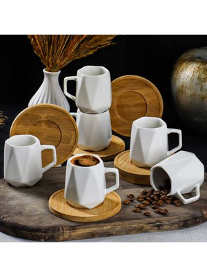 Shop A Way 12647 Emilia Bambu Tabaklı 12 Parça Türk Kahvesi Fincan Takımı