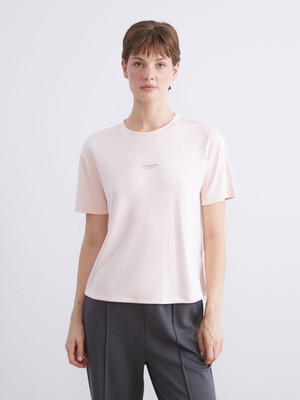 Lc Waikiki Yeni Sezon Bisiklet Yaka Baskılı Kadın Tişört