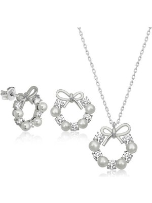 Erseyy 925 Ayar Gümüş Inci Kurdele Kadın Set