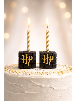 Harry Potter Temalı Pasta Süsü Mumluk Seti (2’li) – Hp Tasarım Doğum Günü Dekoru