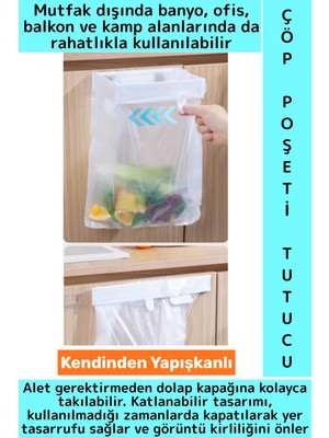 Wintoup Kendinden Yapışkanlı Mutfak Banyo Balkon Ofis Kamp Piknik Katlanabilir Çöp Poşeti Tutucu Aparat