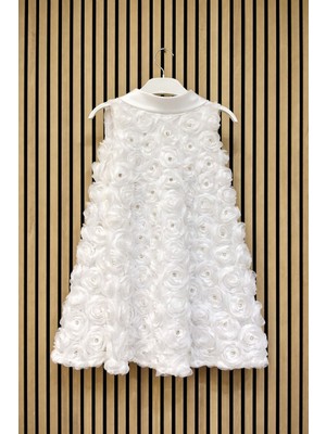 NerKids Kız Çocuk Kabarık Gül Elbise