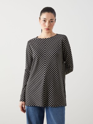 Lc Waikiki Yeni Sezon Bisiklet Yaka Çizgili Oversize Kadın Tunik