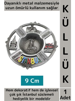 Wintoup Dayanıklı Gündelik Ev Iş Kullanım Dekoratif Hediyelik Çok Şık Istanbul Süslemeli Metal Küllük 9 cm