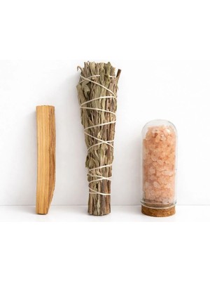 Chellomood -Meditasyon Arınma Seti - Palo Santo Ağaç Tütsü + Adaçayı Tütsü + Himalaya Tuzu