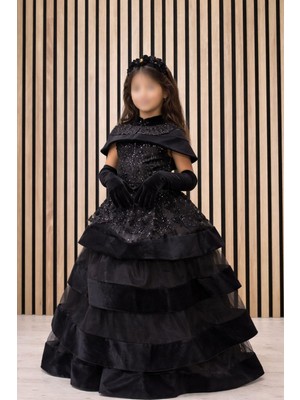 NerKids Kız Çocuk Prenses Kesim Eldivenli Abiye