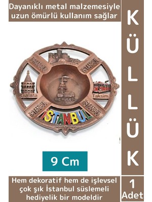 Wintoup Dayanıklı Gündelik Ev Iş Kullanım Dekoratif Hediyelik Çok Şık Istanbul Süslemeli Metal Küllük 9 cm