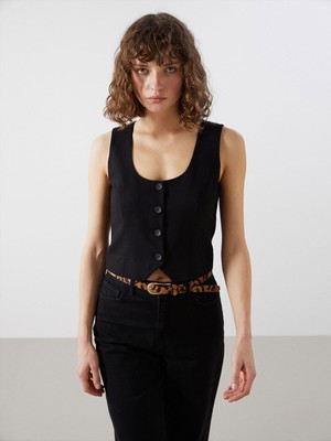 Lc Waikiki Yeni Sezon U Yaka Keten Karışımlı Kadın Klasik Yelek