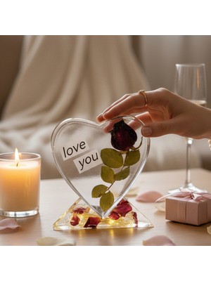 Nadisse Epoksi Reçine Kalp Love You Dekor
