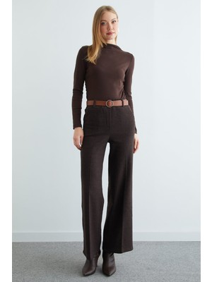 FullaModa Kemerli Balıksırtı Palazzo Pantolon