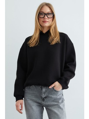 FullaModa 3 Iplik Kapüşonlu Oversize Sweatshirt