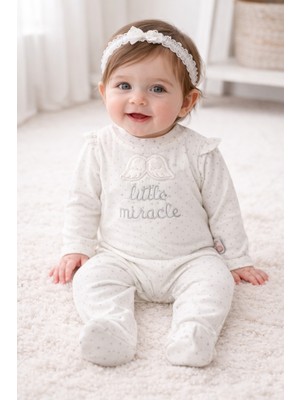 Aki Moda Kids Little Miracle Melek Kanatlı Pamuklu Kız Bebek Tulum